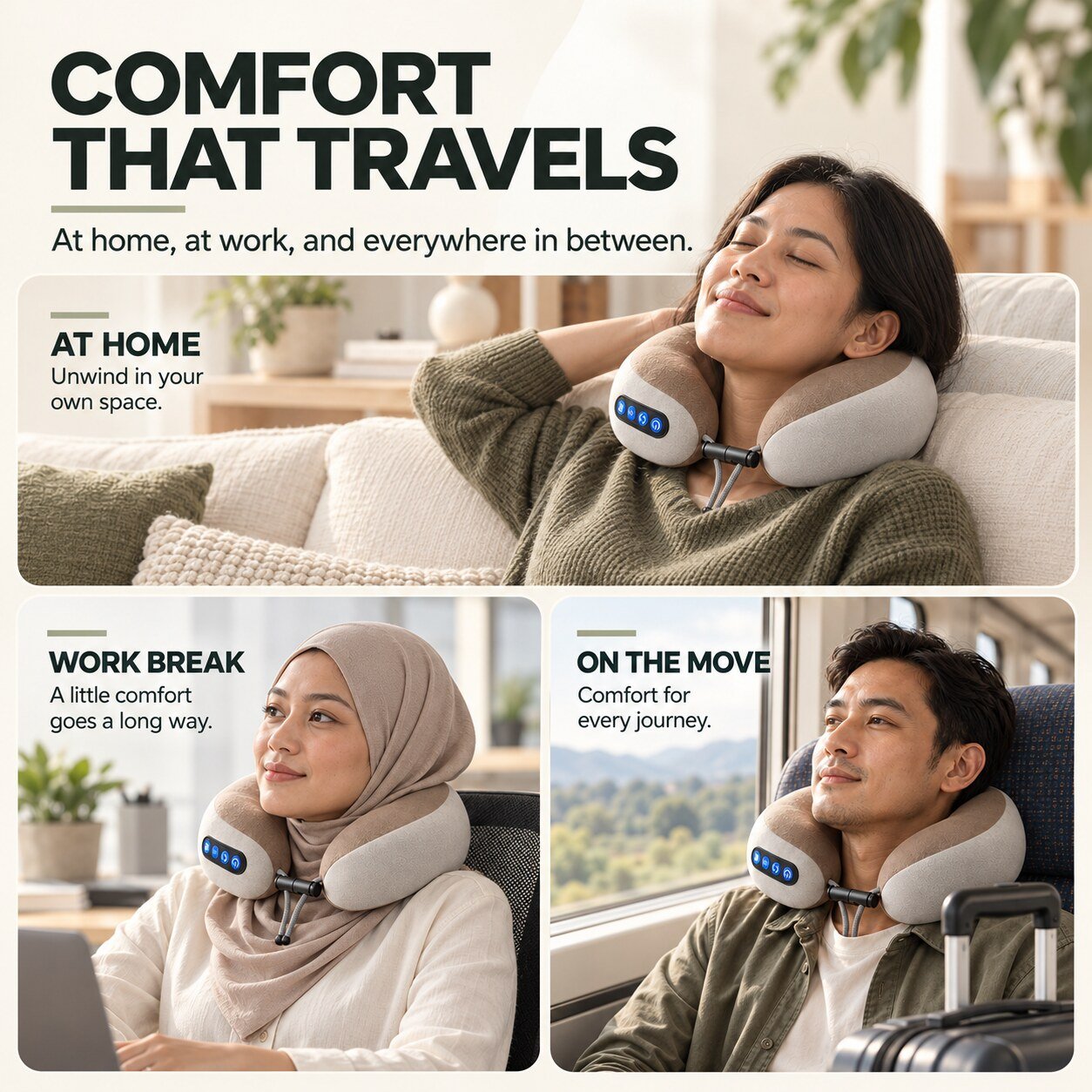 Travel pillow lifestyle use listing visual