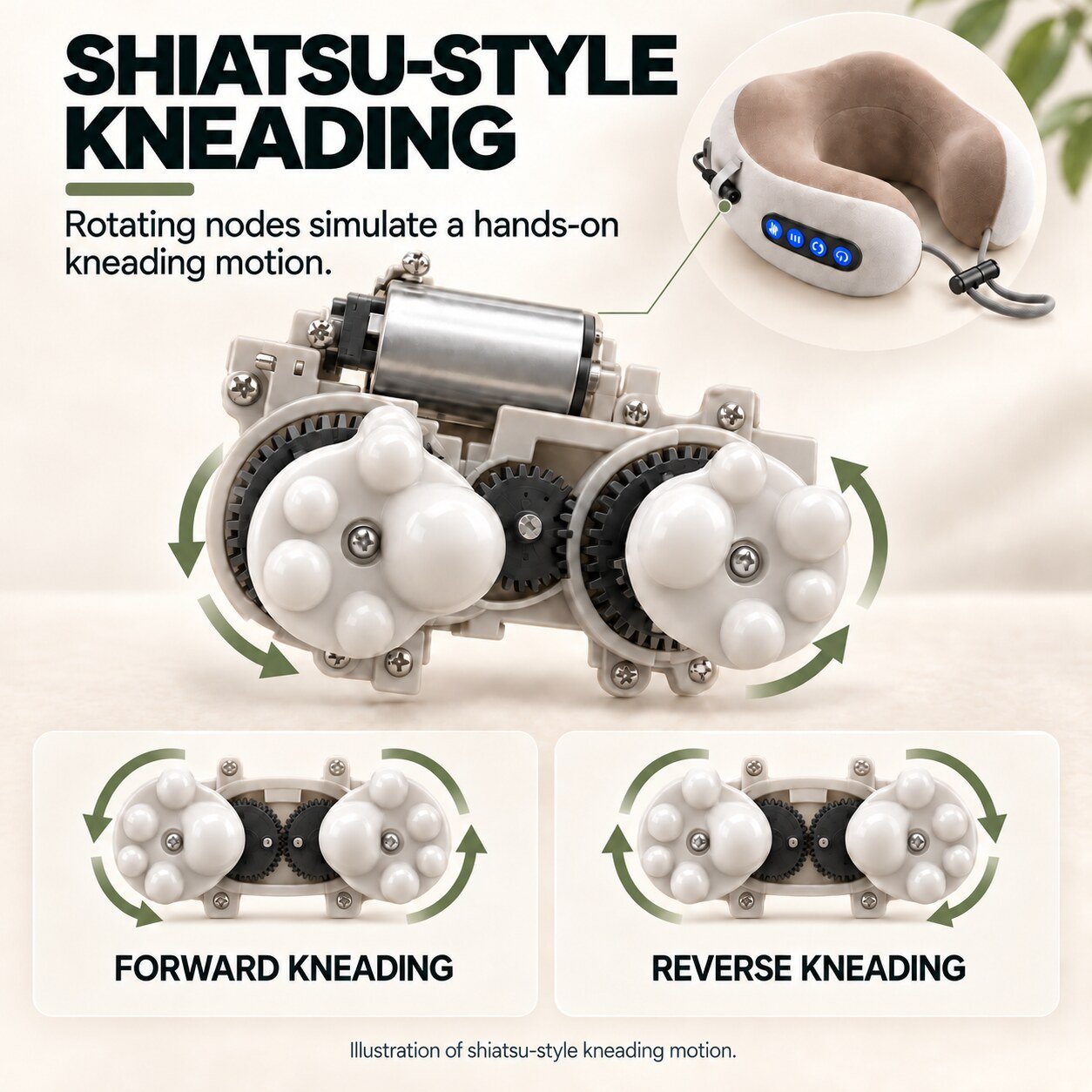 Illustration of the travel pillow kneading mechanism