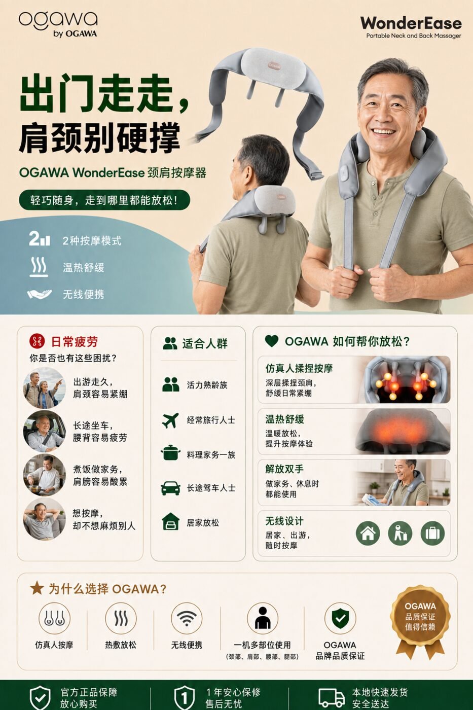 WonderEase neck massager product marketing poster